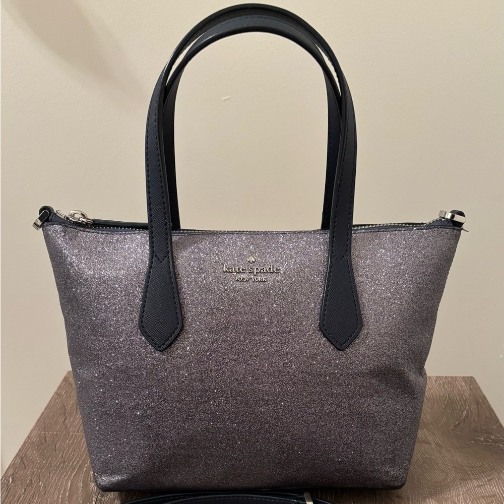 Kate Spade Blue Metallic Saffiano Leather Satchel/Crossbody